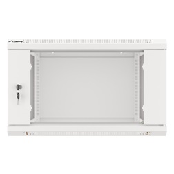 Lanberg WF01-6606-10S 19" 6U SZÉL:600mm MÉLY:600mm MAG:379mm lapraszerelt üvegajtós szürke fali rack szekrény