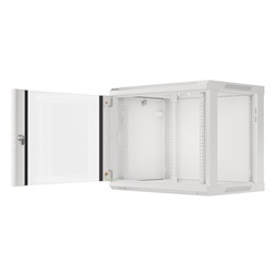 Lanberg WF01-6606-10S 19" 9U SZÉL:600mm MÉLY:450mm MAG:512mm lapraszerelt üvegajtós szürke fali rack szekrény