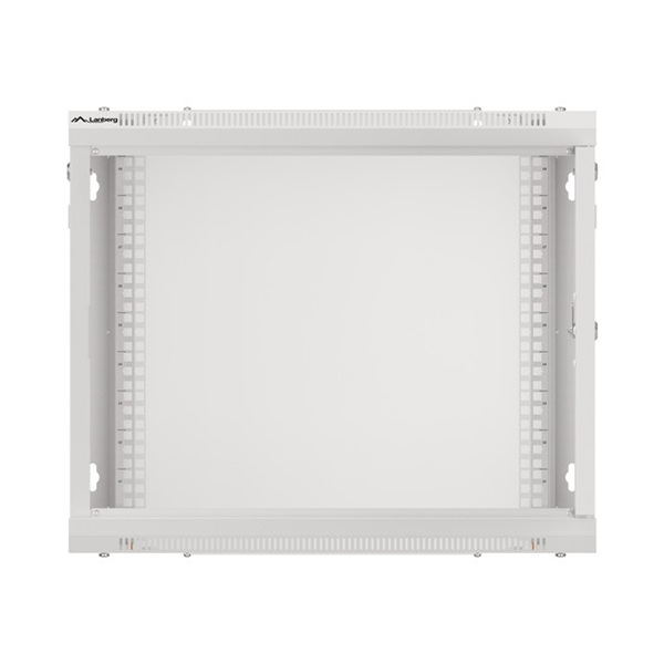 Lanberg WF01-6606-10S 19" 9U SZÉL:600mm MÉLY:450mm MAG:512mm lapraszerelt üvegajtós szürke fali rack szekrény