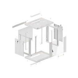 Lanberg WF01-6606-10S 19" 9U SZÉL:600mm MÉLY:450mm MAG:512mm lapraszerelt üvegajtós szürke fali rack szekrény