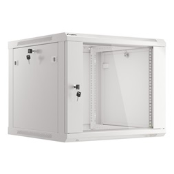 Lanberg WF01-6609-10S 19" 9U SZÉL:600mm MÉLY:600mm MAG:512mm lapraszerelt üvegajtós szürke fali rack szekrény