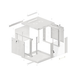Lanberg WF01-6609-10S 19" 9U SZÉL:600mm MÉLY:600mm MAG:512mm lapraszerelt üvegajtós szürke fali rack szekrény