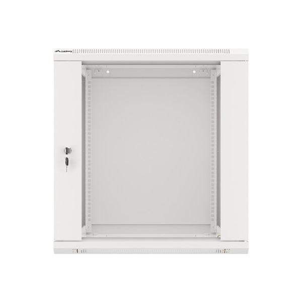 Lanberg WF01-6612-10S 19" 12U SZÉL:600mm MÉLY:600mm MAG:645mm lapraszerelt üvegajtós szürke fali rack szekrény