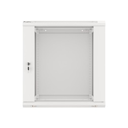 Lanberg WF01-6612-10S 19" 12U SZÉL:600mm MÉLY:600mm MAG:645mm lapraszerelt üvegajtós szürke fali rack szekrény