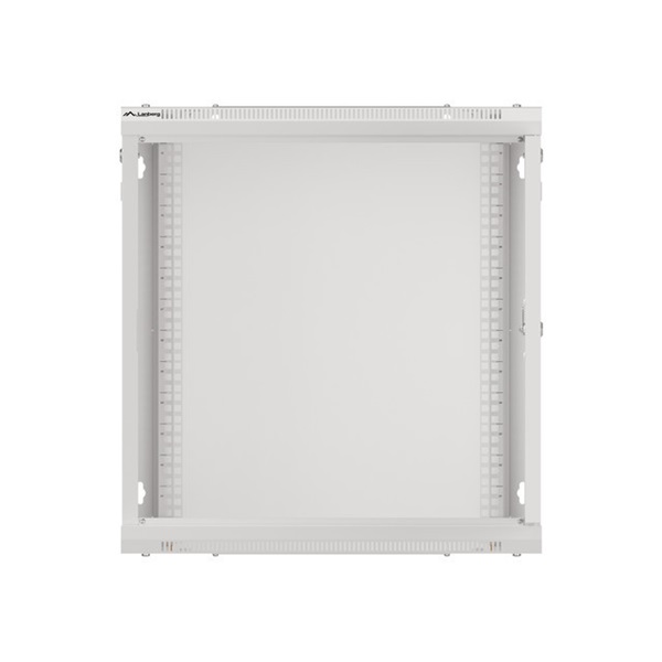 Lanberg WF01-6612-10S 19" 12U SZÉL:600mm MÉLY:600mm MAG:645mm lapraszerelt üvegajtós szürke fali rack szekrény