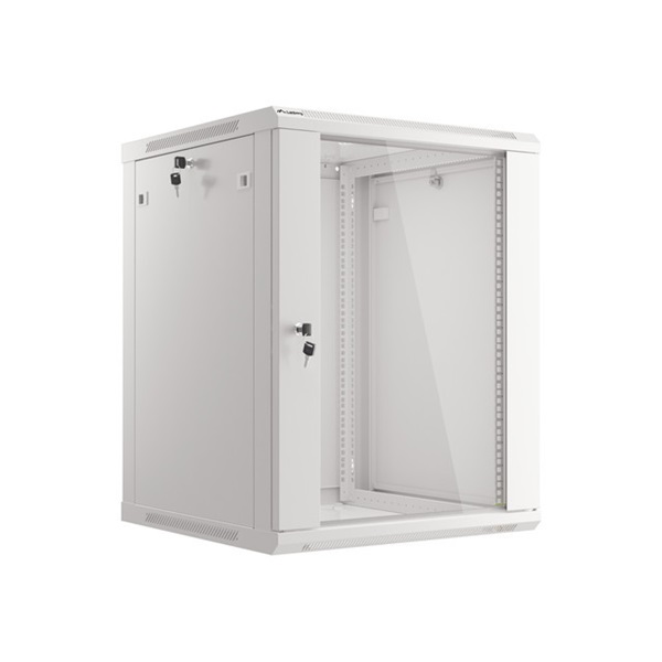 Lanberg WF01-6615-10S 19" 15U SZÉL:600mm MÉLY:600mm MAG:774mm lapraszerelt üvegajtós szürke fali rack szekrény