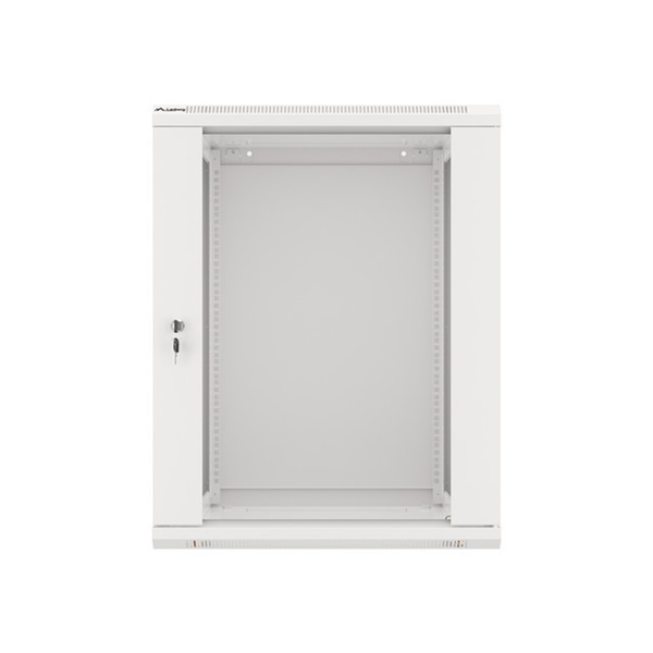 Lanberg WF01-6615-10S 19" 15U SZÉL:600mm MÉLY:600mm MAG:774mm lapraszerelt üvegajtós szürke fali rack szekrény