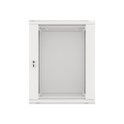 Lanberg WF01-6615-10S 19" 15U SZÉL:600mm MÉLY:600mm MAG:774mm lapraszerelt üvegajtós szürke fali rack szekrény
