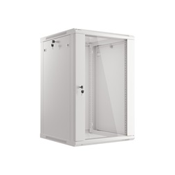 Lanberg WF01-6618-10S 19" 18U SZÉL:600mm MÉLY:600mm MAG:907mm lapraszerelt üvegajtós szürke fali rack szekrény