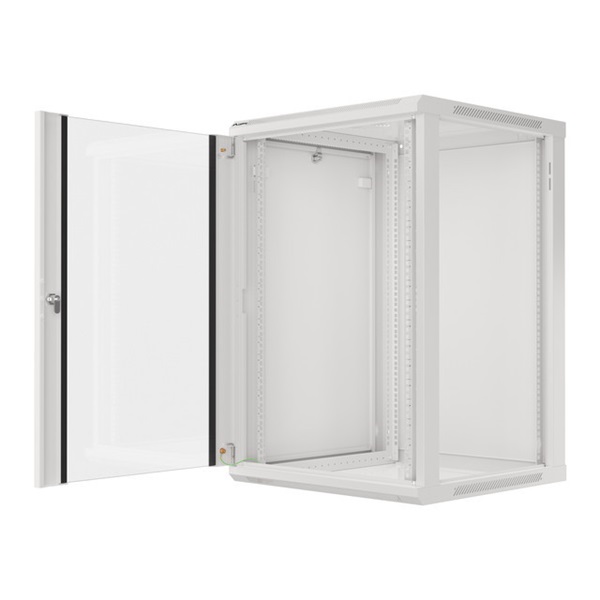 Lanberg WF01-6618-10S 19" 18U SZÉL:600mm MÉLY:600mm MAG:907mm lapraszerelt üvegajtós szürke fali rack szekrény