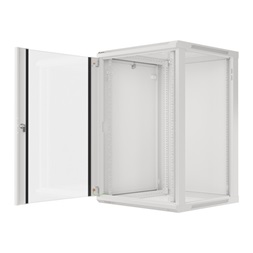 Lanberg WF01-6618-10S 19" 18U SZÉL:600mm MÉLY:600mm MAG:907mm lapraszerelt üvegajtós szürke fali rack szekrény