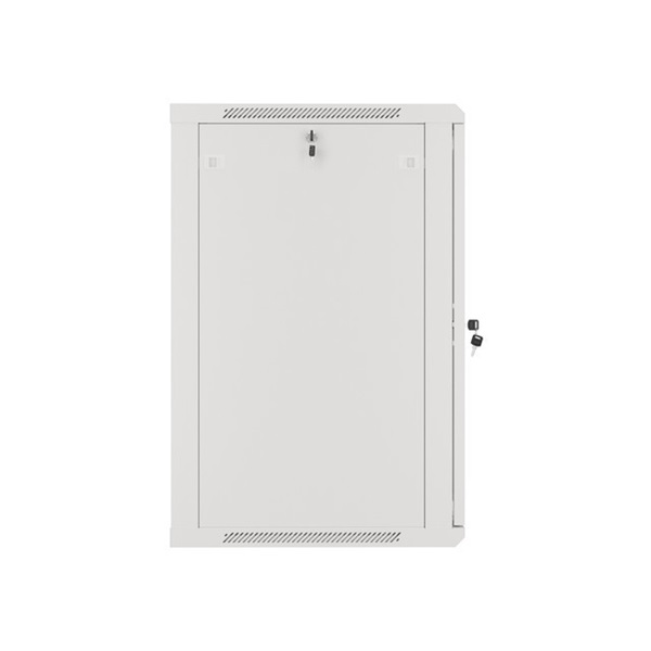Lanberg WF01-6618-10S 19" 18U SZÉL:600mm MÉLY:600mm MAG:907mm lapraszerelt üvegajtós szürke fali rack szekrény