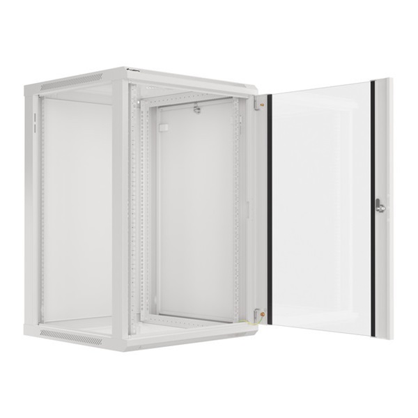 Lanberg WF01-6618-10S 19" 18U SZÉL:600mm MÉLY:600mm MAG:907mm lapraszerelt üvegajtós szürke fali rack szekrény