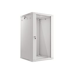 Lanberg WF01-6622-10S 19" 22U SZÉL:600mm MÉLY:600mm MAG:1085mm lapraszerelt üvegajtós szürke fali rack szekrény