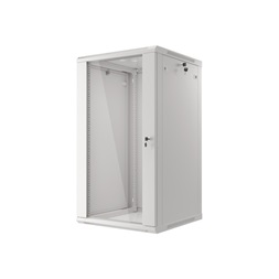 Lanberg WF01-6622-10S 19" 22U SZÉL:600mm MÉLY:600mm MAG:1085mm lapraszerelt üvegajtós szürke fali rack szekrény