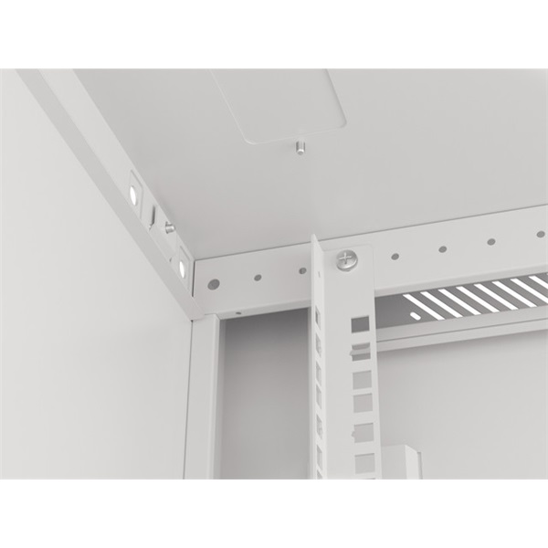Lanberg WF01-6627-10S 19" 27U SZÉL:600mm MÉLY:600mm MAG:1307mm lapraszerelt üvegajtós szürke fali rack szekrény