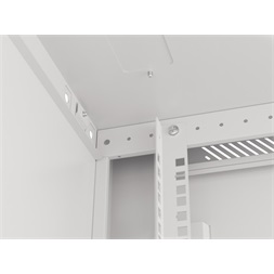 Lanberg WF01-6627-10S 19" 27U SZÉL:600mm MÉLY:600mm MAG:1307mm lapraszerelt üvegajtós szürke fali rack szekrény
