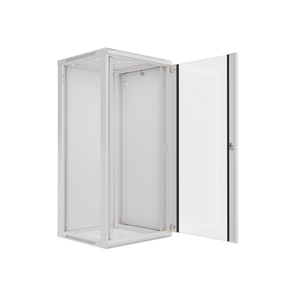 Lanberg WF01-6627-10S 19" 27U SZÉL:600mm MÉLY:600mm MAG:1307mm lapraszerelt üvegajtós szürke fali rack szekrény