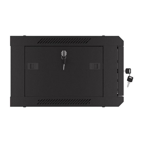 Lanberg WF01-6404-23B 19" 4U SZÉL:600mm MÉLY:450mm MAG:512mm lapraszerelt perforált ajtós fekete fali rack szekrény