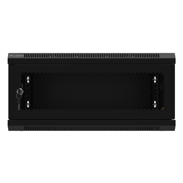 Lanberg WF01-6404-23B 19" 4U SZÉL:600mm MÉLY:450mm MAG:512mm lapraszerelt perforált ajtós fekete fali rack szekrény