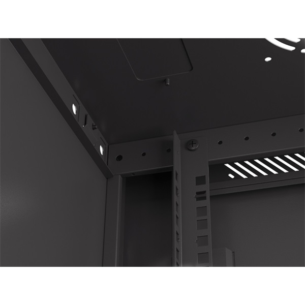 Lanberg WF01-6404-23B 19" 4U SZÉL:600mm MÉLY:450mm MAG:512mm lapraszerelt perforált ajtós fekete fali rack szekrény