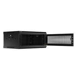 Lanberg WF01-6404-23B 19" 4U SZÉL:600mm MÉLY:450mm MAG:512mm lapraszerelt perforált ajtós fekete fali rack szekrény