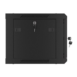 Lanberg WF01-6406-00B 19" 6U SZÉL:600mm MÉLY:450mm MAG:600mm lapraszerelt fémajtós fekete fali rack szekrény
