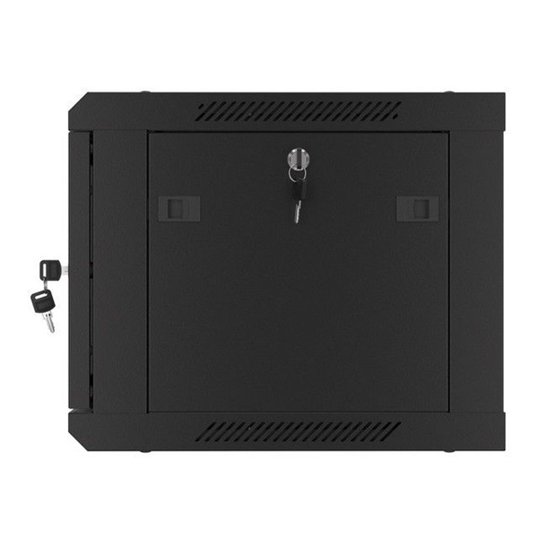 Lanberg WF01-6406-00B 19" 6U SZÉL:600mm MÉLY:450mm MAG:600mm lapraszerelt fémajtós fekete fali rack szekrény