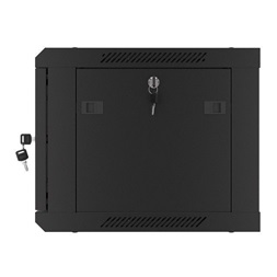 Lanberg WF01-6406-00B 19" 6U SZÉL:600mm MÉLY:450mm MAG:600mm lapraszerelt fémajtós fekete fali rack szekrény