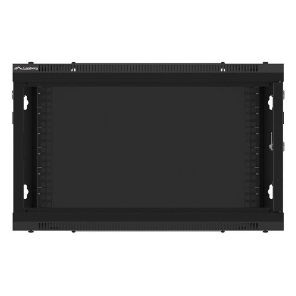 Lanberg WF01-6406-00B 19" 6U SZÉL:600mm MÉLY:450mm MAG:600mm lapraszerelt fémajtós fekete fali rack szekrény