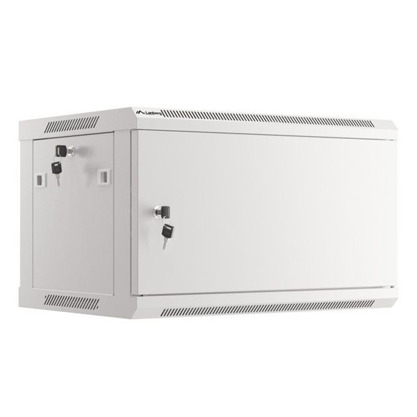 Lanberg WF01-6406-00S 19" 6U SZÉL:600mm MÉLY:450mm MAG:600mm lapraszerelt fémajtós szürke fali rack szekrény