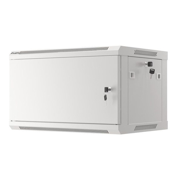 Lanberg WF01-6406-00S 19" 6U SZÉL:600mm MÉLY:450mm MAG:600mm lapraszerelt fémajtós szürke fali rack szekrény