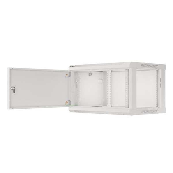 Lanberg WF01-6406-00S 19" 6U SZÉL:600mm MÉLY:450mm MAG:600mm lapraszerelt fémajtós szürke fali rack szekrény