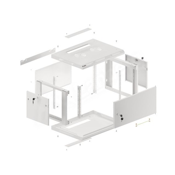 Lanberg WF01-6406-00S 19" 6U SZÉL:600mm MÉLY:450mm MAG:600mm lapraszerelt fémajtós szürke fali rack szekrény