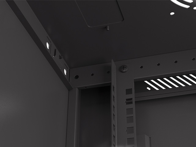 Lanberg WF01-6409-23B 19" 9U SZÉL:600mm MÉLY:450mm MAG:512mm lapraszerelt perforált ajtós fekete fali rack szekrény