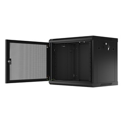 Lanberg WF01-6409-23B 19" 9U SZÉL:600mm MÉLY:450mm MAG:512mm lapraszerelt perforált ajtós fekete fali rack szekrény