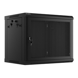 Lanberg WF01-6409-23B 19" 9U SZÉL:600mm MÉLY:450mm MAG:512mm lapraszerelt perforált ajtós fekete fali rack szekrény
