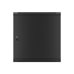 Lanberg WF01-6412-00B 19" 12U SZÉL:600mm MÉLY:450mm MAG:645mm lapraszerelt fémajtós fekete fali rack szekrény