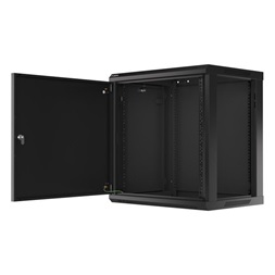 Lanberg WF01-6412-00B 19" 12U SZÉL:600mm MÉLY:450mm MAG:645mm lapraszerelt fémajtós fekete fali rack szekrény
