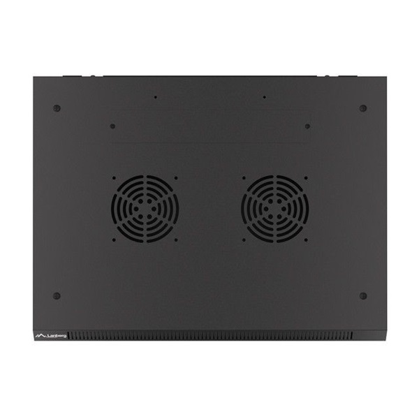 Lanberg WF01-6412-00B 19" 12U SZÉL:600mm MÉLY:450mm MAG:645mm lapraszerelt fémajtós fekete fali rack szekrény