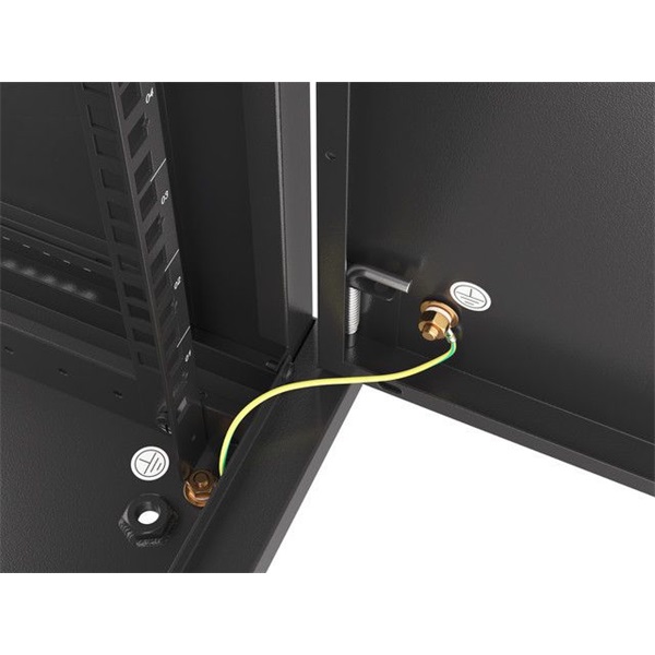 Lanberg WF01-6412-00B 19" 12U SZÉL:600mm MÉLY:450mm MAG:645mm lapraszerelt fémajtós fekete fali rack szekrény