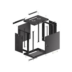 Lanberg WF01-6412-00B 19" 12U SZÉL:600mm MÉLY:450mm MAG:645mm lapraszerelt fémajtós fekete fali rack szekrény