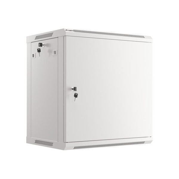Lanberg WF01-6412-00S 19" 12U SZÉL:600mm MÉLY:450mm MAG:645mm lapraszerelt fémajtós szürke fali rack szekrény