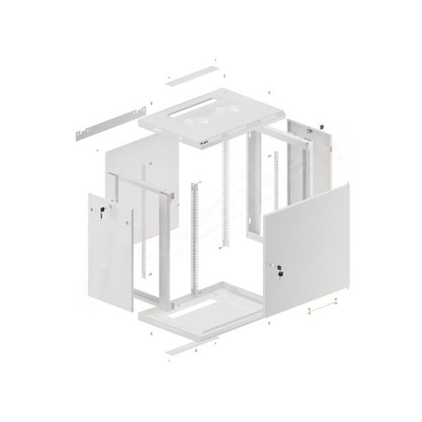 Lanberg WF01-6412-00S 19" 12U SZÉL:600mm MÉLY:450mm MAG:645mm lapraszerelt fémajtós szürke fali rack szekrény