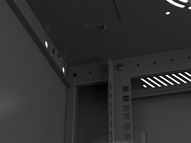Lanberg WF01-6412-10B 19" 12U SZÉL:600mm MÉLY:450mm MAG:640mm lapraszerelt üvegajtós fekete fali rack szekrény