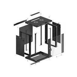 Lanberg WF01-6412-10B 19" 12U SZÉL:600mm MÉLY:450mm MAG:640mm lapraszerelt üvegajtós fekete fali rack szekrény