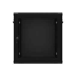 Lanberg WF01-6412-23B 19" 12U SZÉL:600mm MÉLY:450mm MAG:512mm lapraszerelt perforált ajtós fekete fali rack szekrény