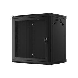 Lanberg WF01-6412-23B 19" 12U SZÉL:600mm MÉLY:450mm MAG:512mm lapraszerelt perforált ajtós fekete fali rack szekrény