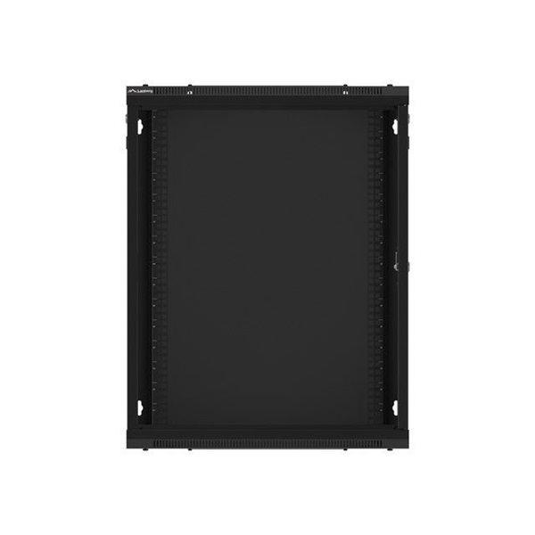 Lanberg WF01-6415-10B 19" 15U SZÉL:600mm MÉLY:450mm MAG:774mm lapraszerelt üvegajtós fekete fali rack szekrény