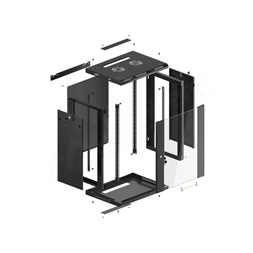 Lanberg WF01-6415-10B 19" 15U SZÉL:600mm MÉLY:450mm MAG:774mm lapraszerelt üvegajtós fekete fali rack szekrény